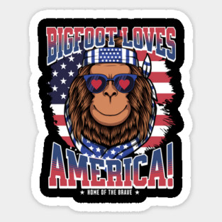 Patriotic Bigfoot Loves America! 4th of July Magnet