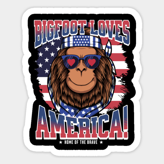 Patriotic Bigfoot Loves America! 4th of July Magnet by creative
