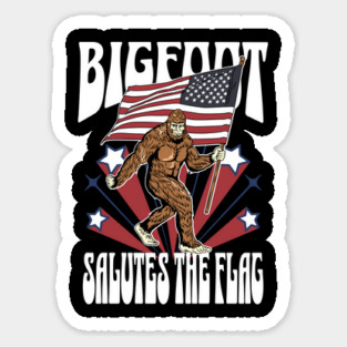 Patriotic Bigfoot Salutes the Flag 4th of July Magnet