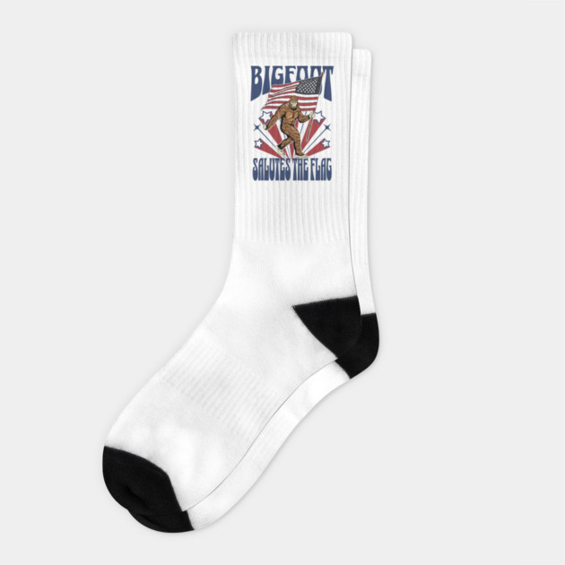 Patriotic Bigfoot Salutes the Flag 4th of July Socks by creative