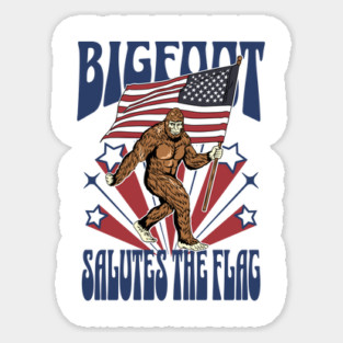 Patriotic Bigfoot Salutes the Flag 4th of July Sticker