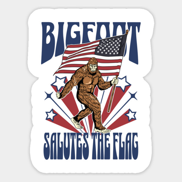 Patriotic Bigfoot Salutes the Flag 4th of July Magnet by creative