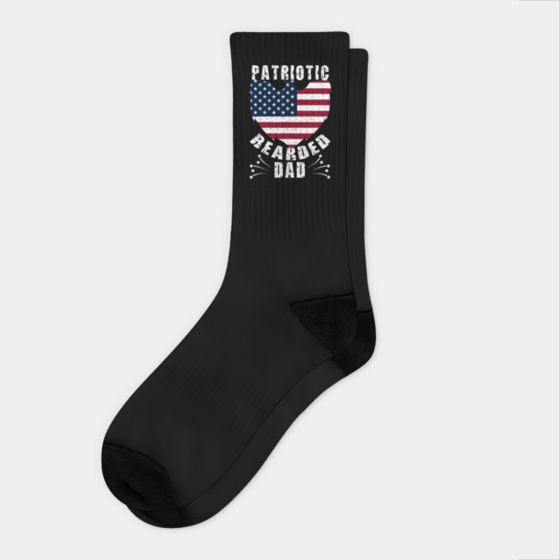 Patriotic Bearded Dad 4th of July Dad Patriotic Grunge Socks by creative
