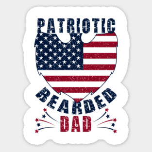 Patriotic Bearded Dad 4th of July Dad Patriotic Grunge Sticker