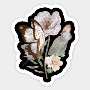 Pollinator Butterflies & Flowers Cottage core Botanical Magnet