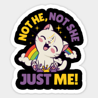 Gender Fluidity Not He Not She Just Me Non-Binary Pride Kitten Magnet