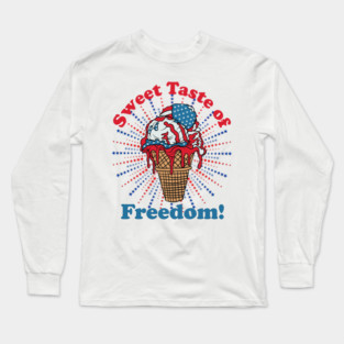 Patriotic Ice Cream Cone American Flag Independence Day Long Sleeve T-Shirt
