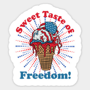Patriotic Ice Cream Cone American Flag Independence Day Sticker