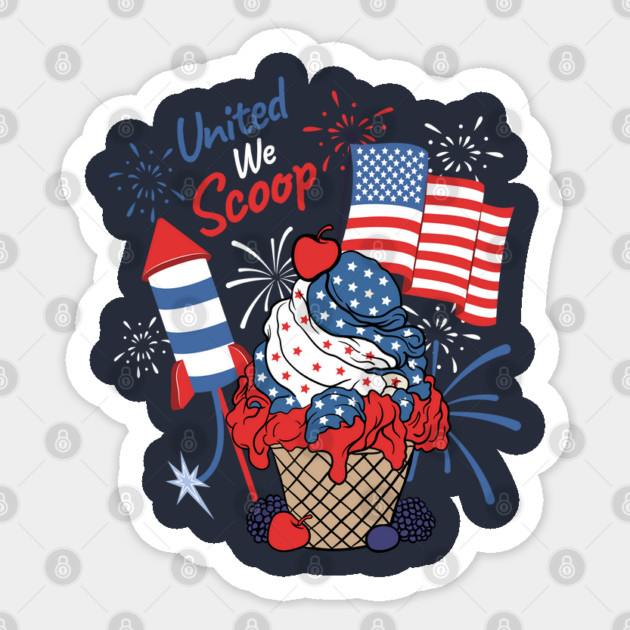 Patriotic Ice Cream Cup American Flag Independence Day Sticker by creative