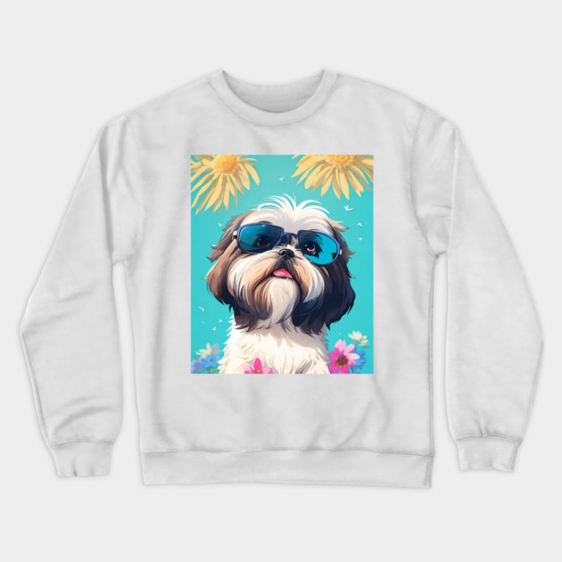 shih tzu Crewneck Sweatshirt by Pixel Threads 