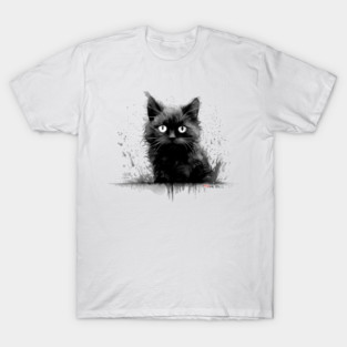 Water Ink Cuddly Whisker Baby Cat T-Shirt