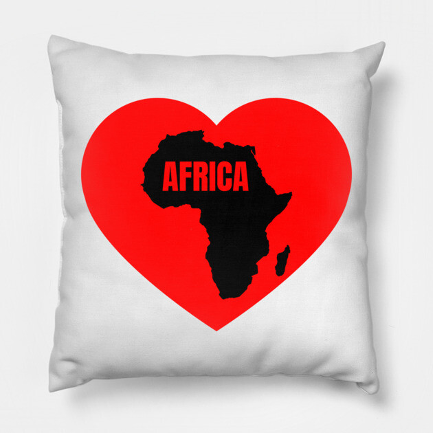 Africa Love, Heart, Continent Pillow by UrbanLifeApparel