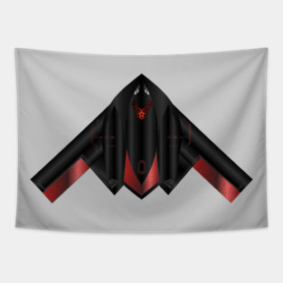 USAF B2 Spirit  Stealth Bomber - Black Red Tapestry