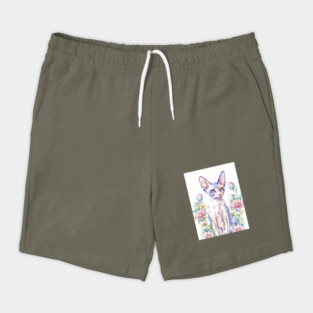 Watercolor Sphynx Cat Shorts