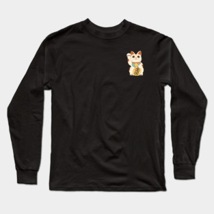 Lucky Moon Cat Maneki Neko Long Sleeve T-Shirt