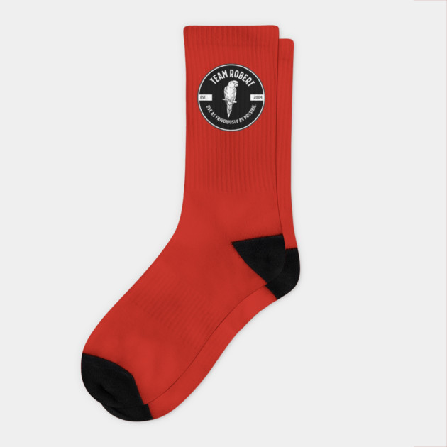 Team Robert - live as frivolously as possible - black Socks by Stars Hollow Mercantile