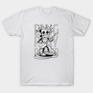 Metal Pulse. Robot Guitarist (B&W) T-Shirt