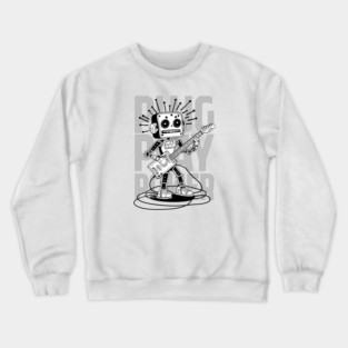 Metal Pulse. Robot Guitarist (B&W) Crewneck Sweatshirt