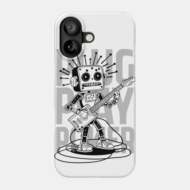 Metal Pulse. Robot Guitarist (B&W) Phone Case by filiposwear