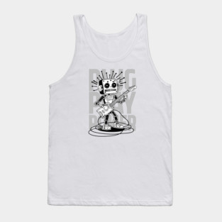 Metal Pulse. Robot Guitarist (B&W) Tank Top