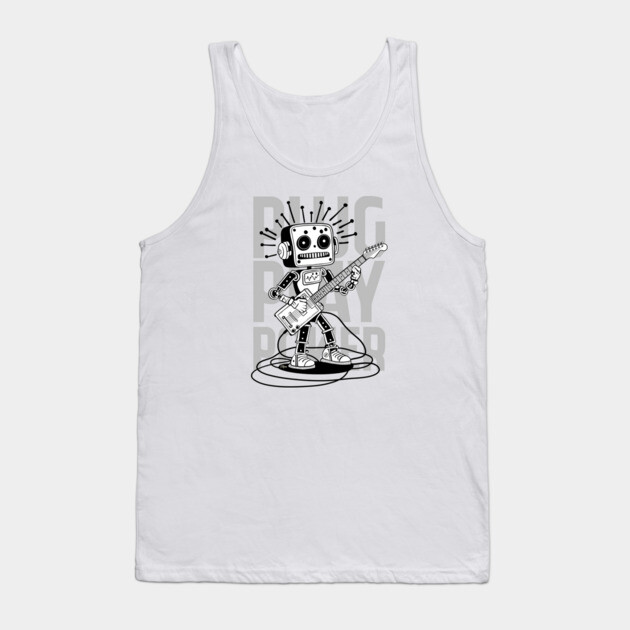 Metal Pulse. Robot Guitarist (B&W) Tank Top by filiposwear