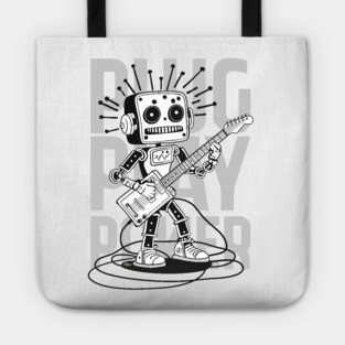Metal Pulse. Robot Guitarist (B&W) Tote
