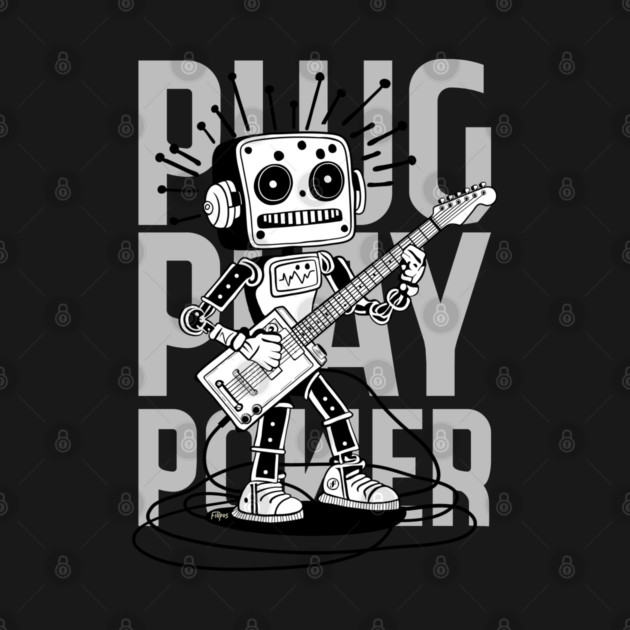 Metal Pulse. Robot Guitarist (B&W) by filiposwear