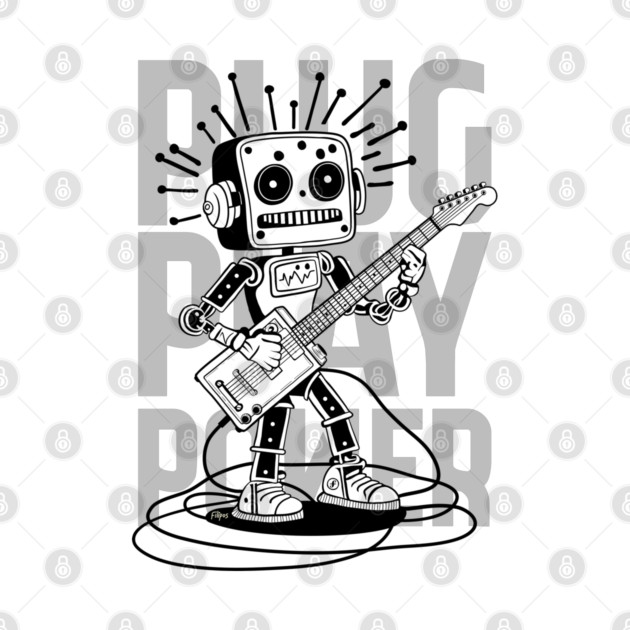 Metal Pulse. Robot Guitarist (B&W) by filiposwear