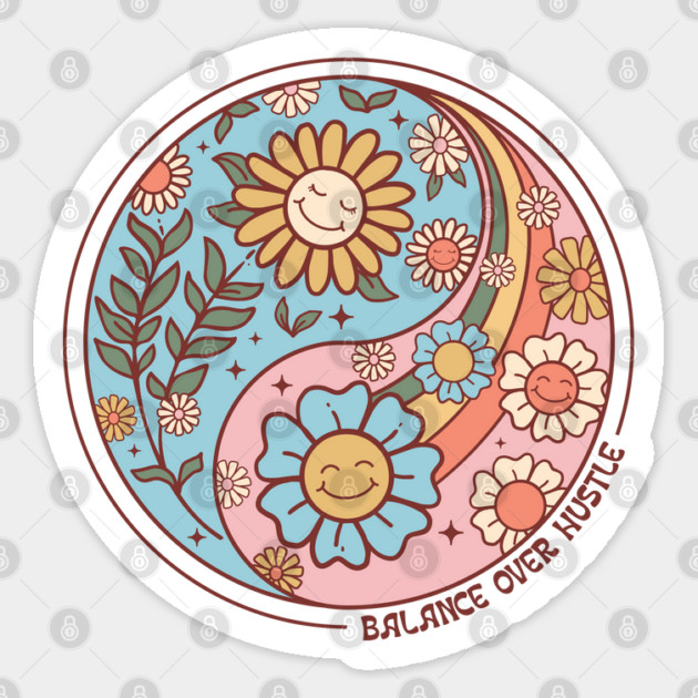 Balance Over Hustle Retro Yin Yang Sticker by Luxinda