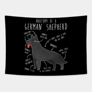 Black German Shepherd Dog Anatomy Tapestry