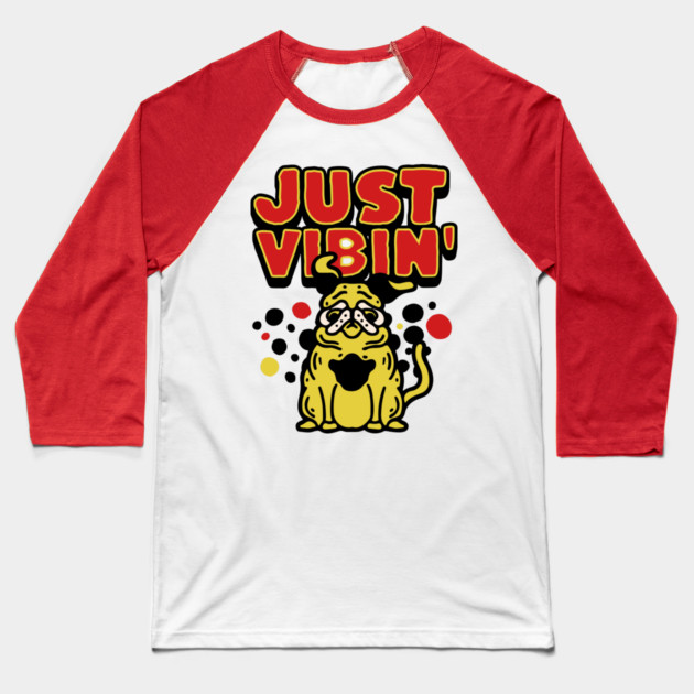 Funny Bulldog Just Vibin Baseball T-Shirt by The WYLD Tribe