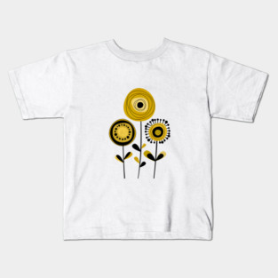Mid Century Modern Flowers 9 Kids T-Shirt