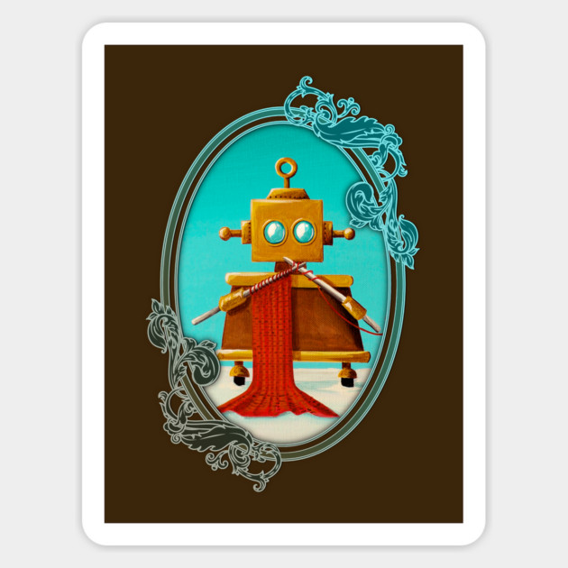 Knitting Robot Magnet by Rocket Girl