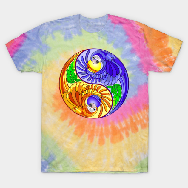 Yin Yang Macaw Parrot Zen Sign T-Shirt by BluedarkArt