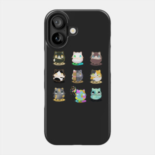 Set of kawaii funny cats real breeds and fantasy cat Phone Case