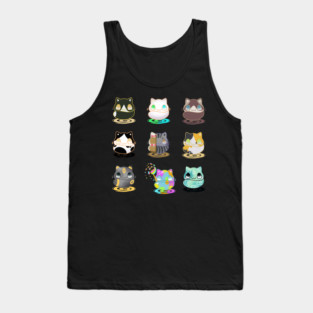 Set of kawaii funny cats real breeds and fantasy cat Tank Top
