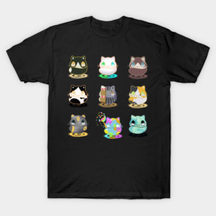 Set of kawaii funny cats real breeds and fantasy cat T-Shirt