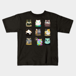Set of kawaii funny cats real breeds and fantasy cat Kids T-Shirt