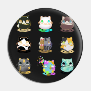 Set of kawaii funny cats real breeds and fantasy cat Pin