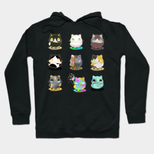 Set of kawaii funny cats real breeds and fantasy cat Hoodie