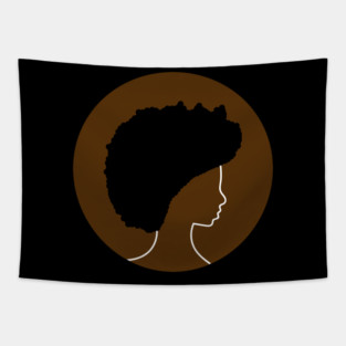 Silhouette of proud African American woman with natural hair. Tapestry