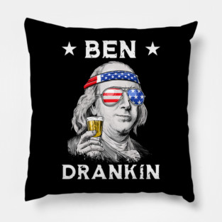 Ben Drankin Party Vintage USA Funny 4th Of July Patriotic Pillow