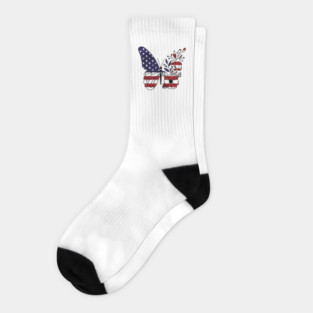 American Flag with Floral Butterfly, 4th of July Socks