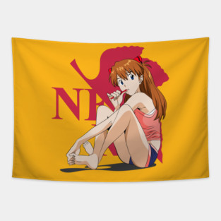 Morning Routine with Asuka langley - Neon Genesis Evangelion Tapestry
