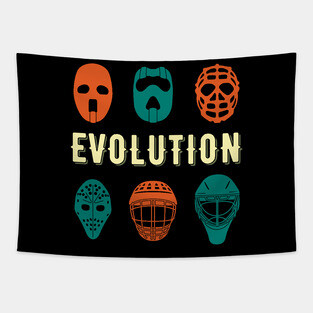 Ice Hockey Player Goalie Mask Evolution Goalkeeper Gift Idea Tapestry