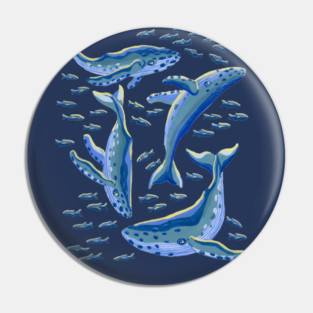 Gouache Humpback Whales Pin
