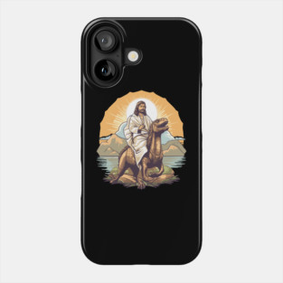 Jesus Christ on a Velociraptor Funny Dinosaur Meme Phone Case