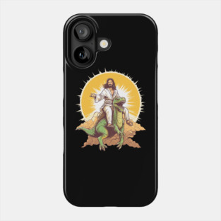 Jesus Riding a Dinosaur Funny Meme Phone Case