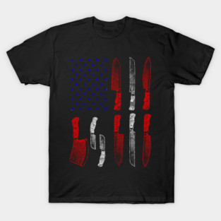 Vintage Knives US Flag Shirt Chef Knife Gift Culinary TShirt T-Shirt