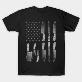Vintage Knives US Flag Shirt Chef Knife Gift Culinary TShirt T-Shirt